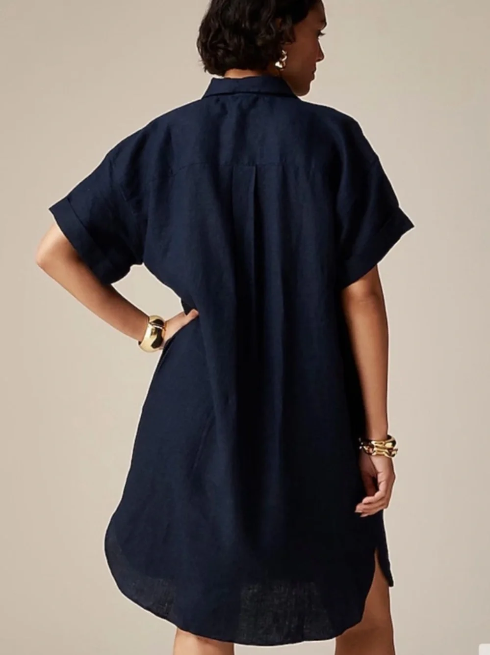 J. Crew Capitaine Dress Size S Navy Blue 100% Linen